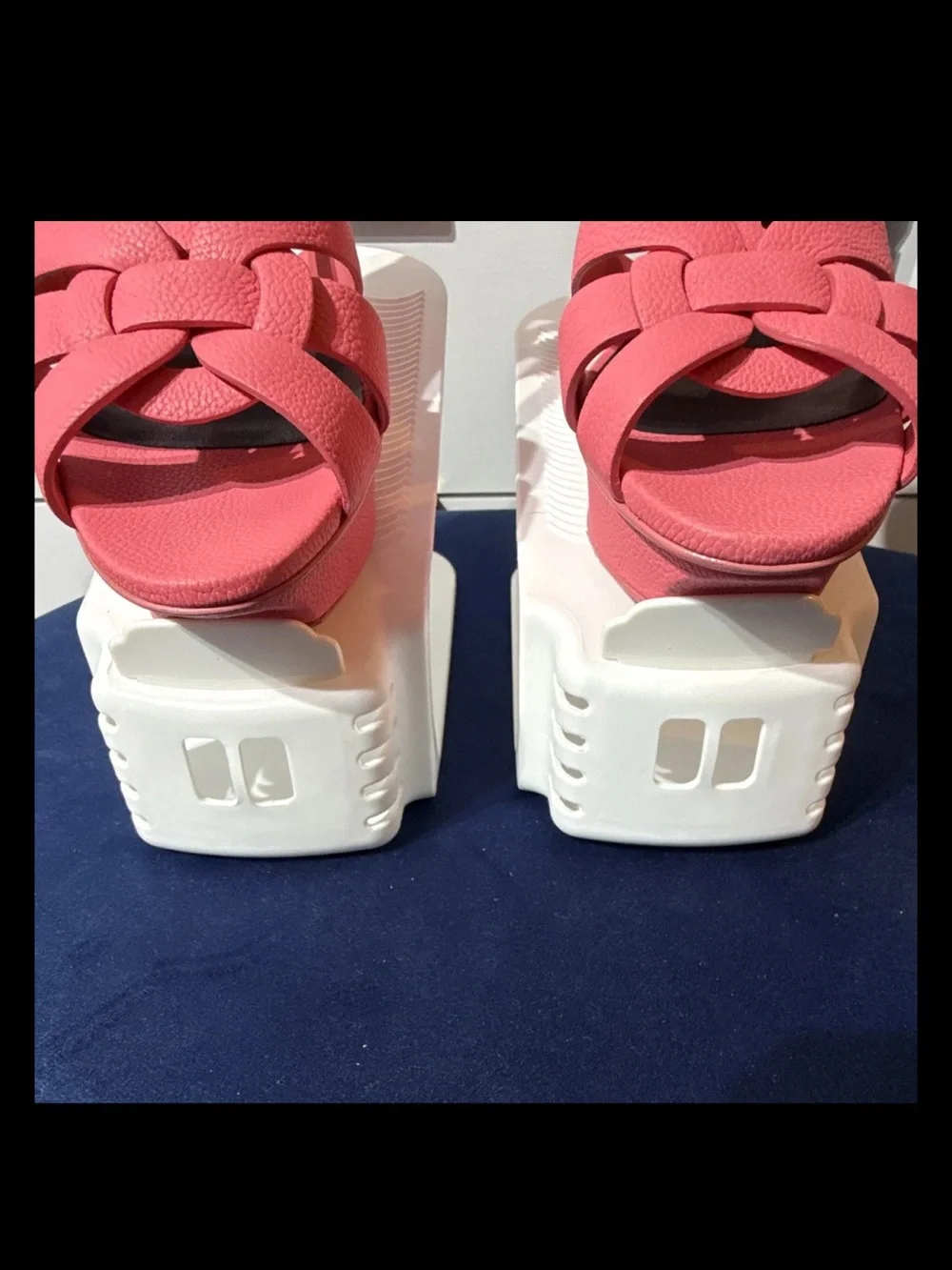 Yves Saint Laurent Tribute Pink Leather Platform Sandals
